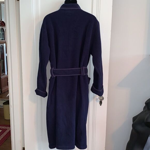 Vtg J. Crew navy blue thick fleece polyester robe - Picture 7 of 12